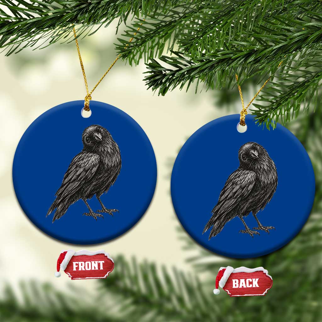 Curious Raven Crow Ceramic Ornament Vintage Dark Academia Gothic Black Bird Graphic