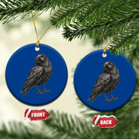 Curious Raven Crow Ceramic Ornament Vintage Dark Academia Gothic Black Bird Graphic