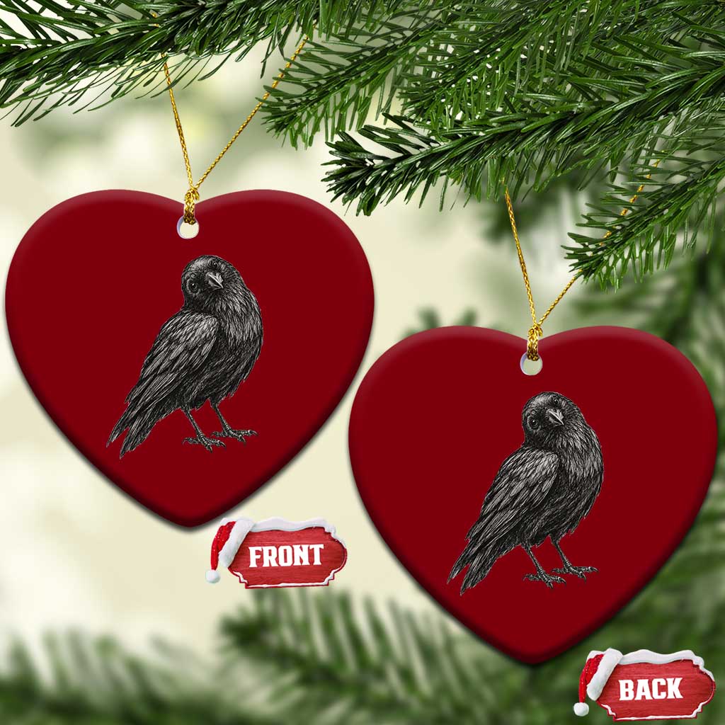 Curious Raven Crow Ceramic Ornament Vintage Dark Academia Gothic Black Bird Graphic
