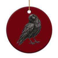 Curious Raven Crow Ceramic Ornament Vintage Dark Academia Gothic Black Bird Graphic