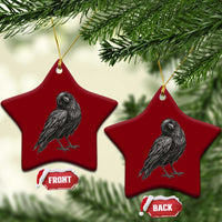 Curious Raven Crow Ceramic Ornament Vintage Dark Academia Gothic Black Bird Graphic