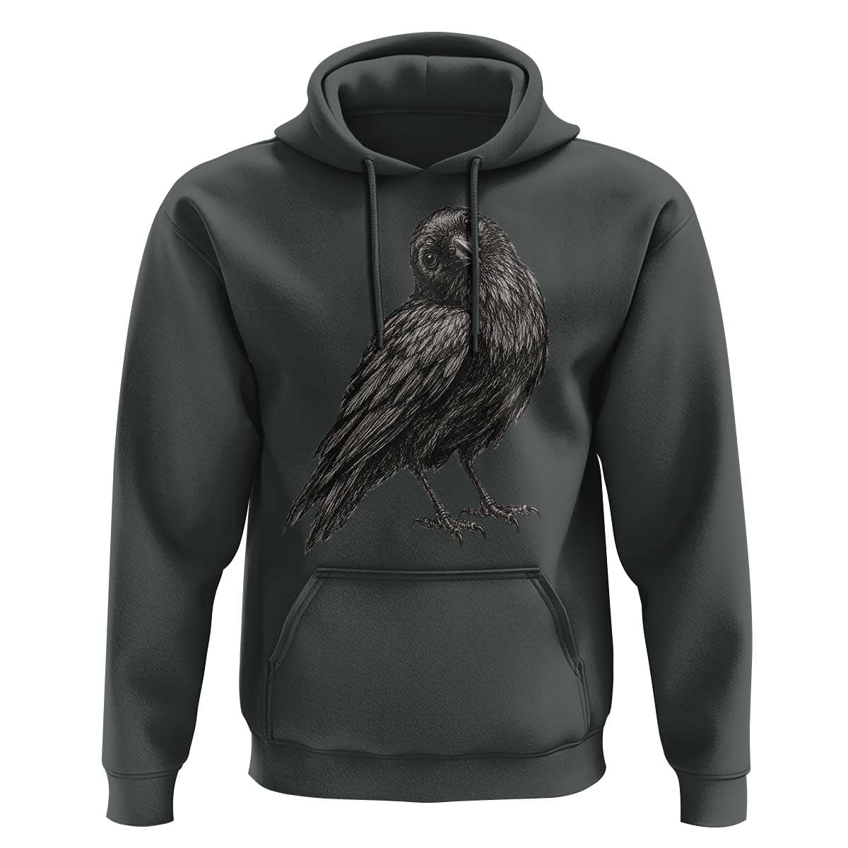 Curious Raven Crow Hoodie Vintage Dark Academia Gothic Black Bird Graphic