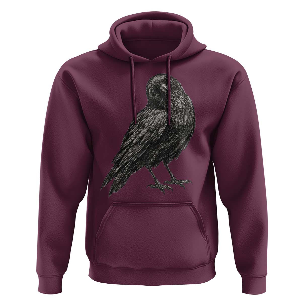 Curious Raven Crow Hoodie Vintage Dark Academia Gothic Black Bird Graphic