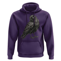 Curious Raven Crow Hoodie Vintage Dark Academia Gothic Black Bird Graphic