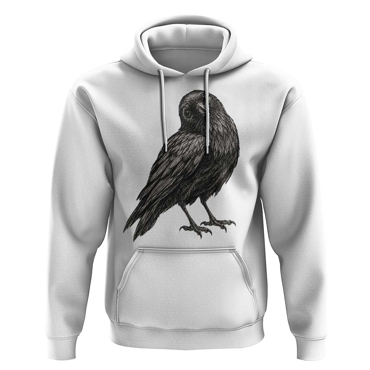 Curious Raven Crow Hoodie Vintage Dark Academia Gothic Black Bird Graphic