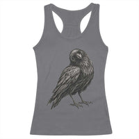 Curious Raven Crow Racerback Tank Top Vintage Dark Academia Gothic Black Bird Graphic