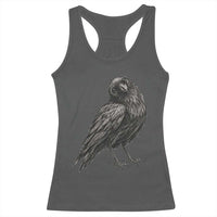 Curious Raven Crow Racerback Tank Top Vintage Dark Academia Gothic Black Bird Graphic