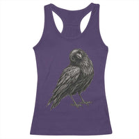 Curious Raven Crow Racerback Tank Top Vintage Dark Academia Gothic Black Bird Graphic