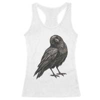 Curious Raven Crow Racerback Tank Top Vintage Dark Academia Gothic Black Bird Graphic