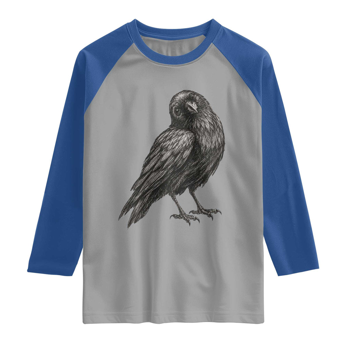 Curious Raven Crow Raglan Shirt Vintage Dark Academia Gothic Black Bird Graphic