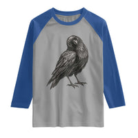 Curious Raven Crow Raglan Shirt Vintage Dark Academia Gothic Black Bird Graphic