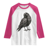 Curious Raven Crow Raglan Shirt Vintage Dark Academia Gothic Black Bird Graphic