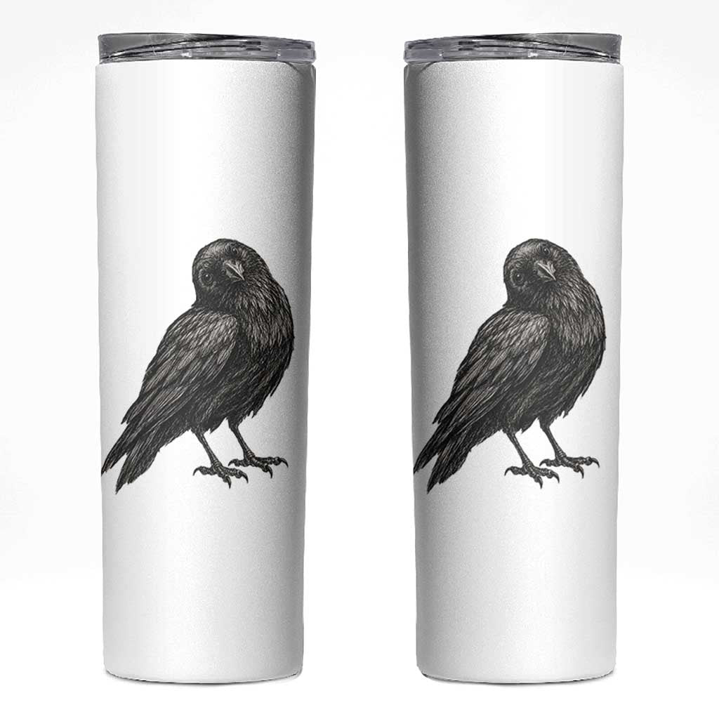 Curious Raven Crow Skinny Tumbler Vintage Dark Academia Gothic Black Bird Graphic