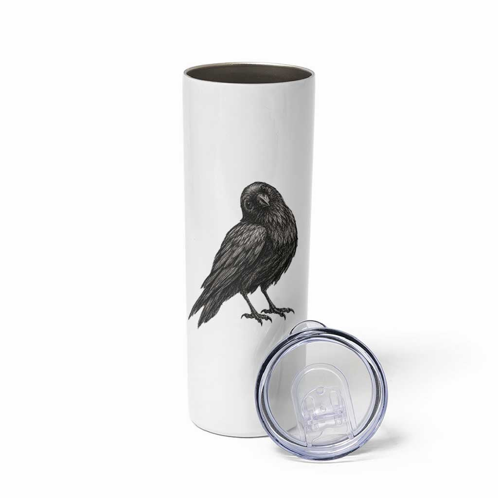 Curious Raven Crow Skinny Tumbler Vintage Dark Academia Gothic Black Bird Graphic