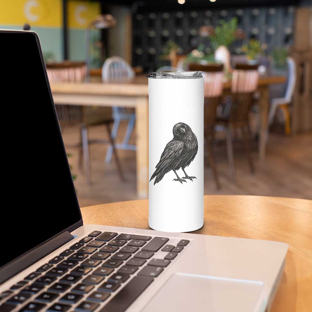 Curious Raven Crow Skinny Tumbler Vintage Dark Academia Gothic Black Bird Graphic
