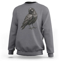Curious Raven Crow Sweatshirt Vintage Dark Academia Gothic Black Bird Graphic