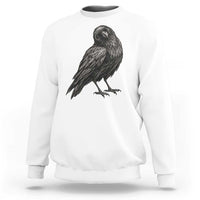 Curious Raven Crow Sweatshirt Vintage Dark Academia Gothic Black Bird Graphic