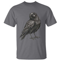 Curious Raven Crow T Shirt Vintage Dark Academia Gothic Black Bird Graphic