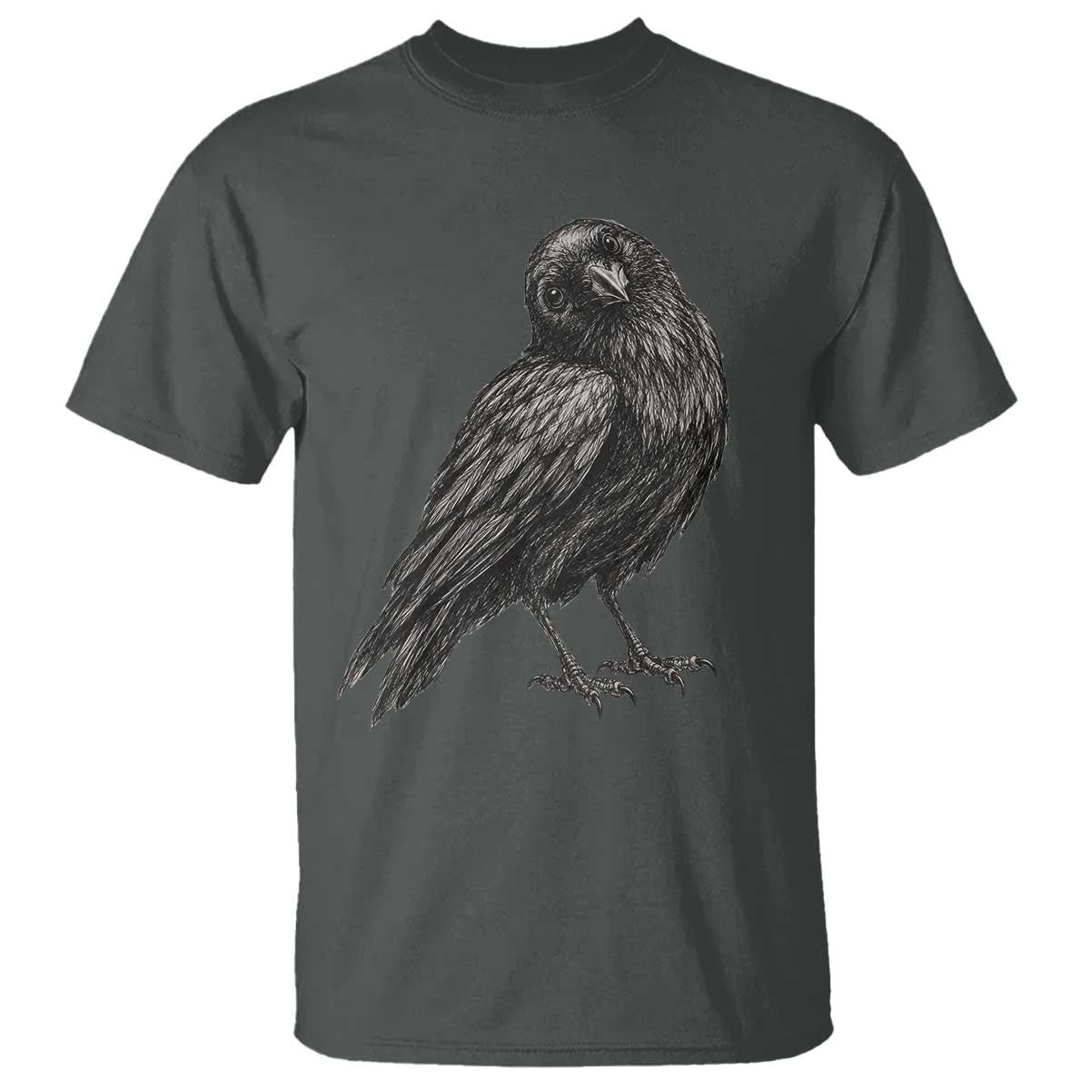 Curious Raven Crow T Shirt Vintage Dark Academia Gothic Black Bird Graphic
