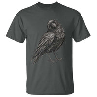 Curious Raven Crow T Shirt Vintage Dark Academia Gothic Black Bird Graphic