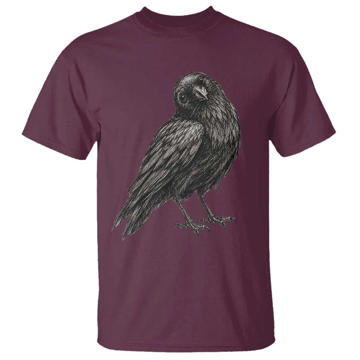 Curious Raven Crow T Shirt Vintage Dark Academia Gothic Black Bird Graphic