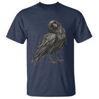 Curious Raven Crow T Shirt Vintage Dark Academia Gothic Black Bird Graphic
