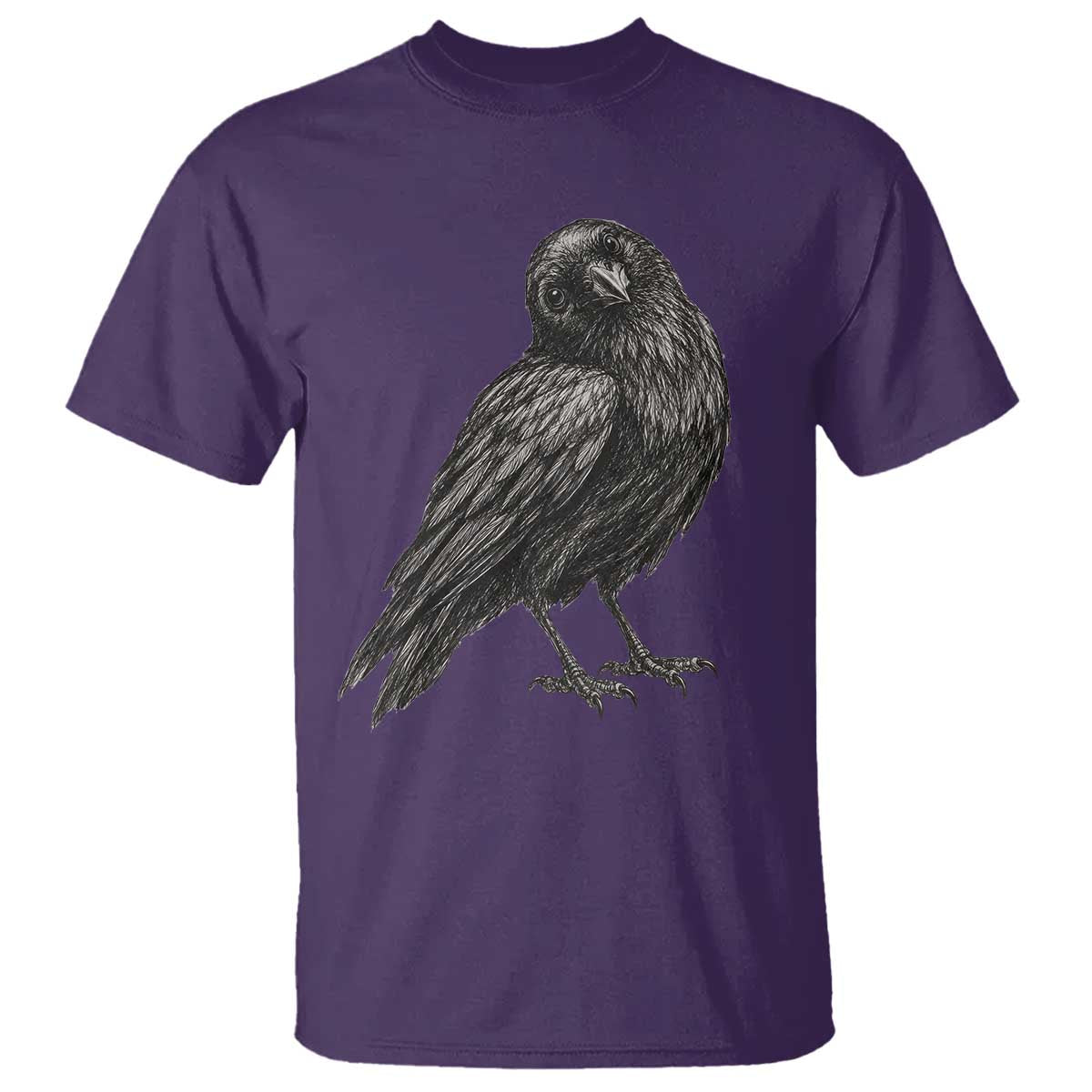 Curious Raven Crow T Shirt Vintage Dark Academia Gothic Black Bird Graphic