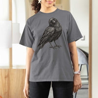 Curious Raven Crow T Shirt For Women Vintage Dark Academia Gothic Black Bird Graphic