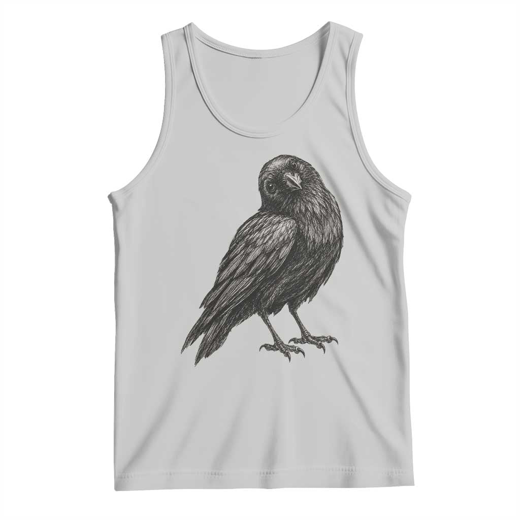 Curious Raven Crow Tank Top Vintage Dark Academia Gothic Black Bird Graphic