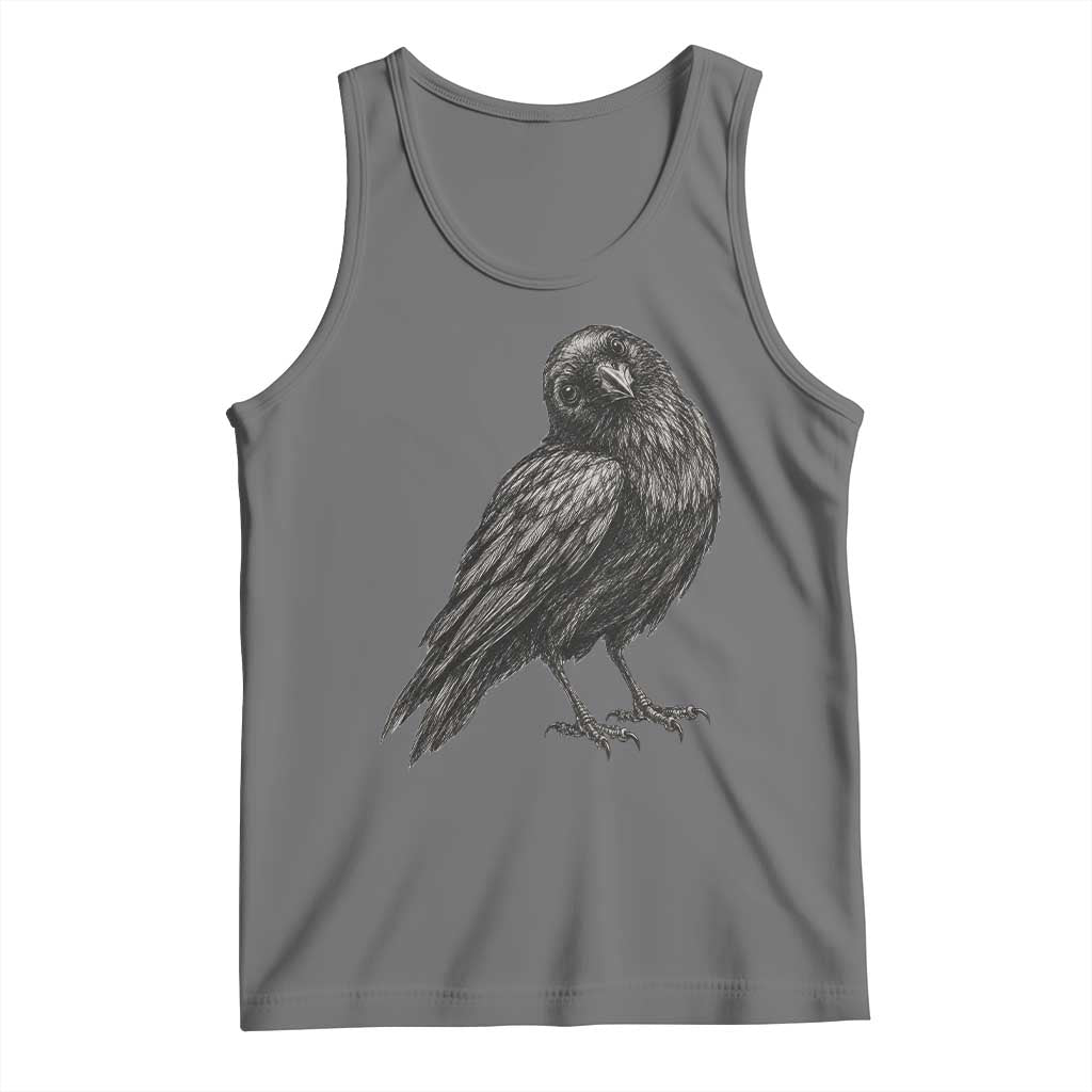 Curious Raven Crow Tank Top Vintage Dark Academia Gothic Black Bird Graphic
