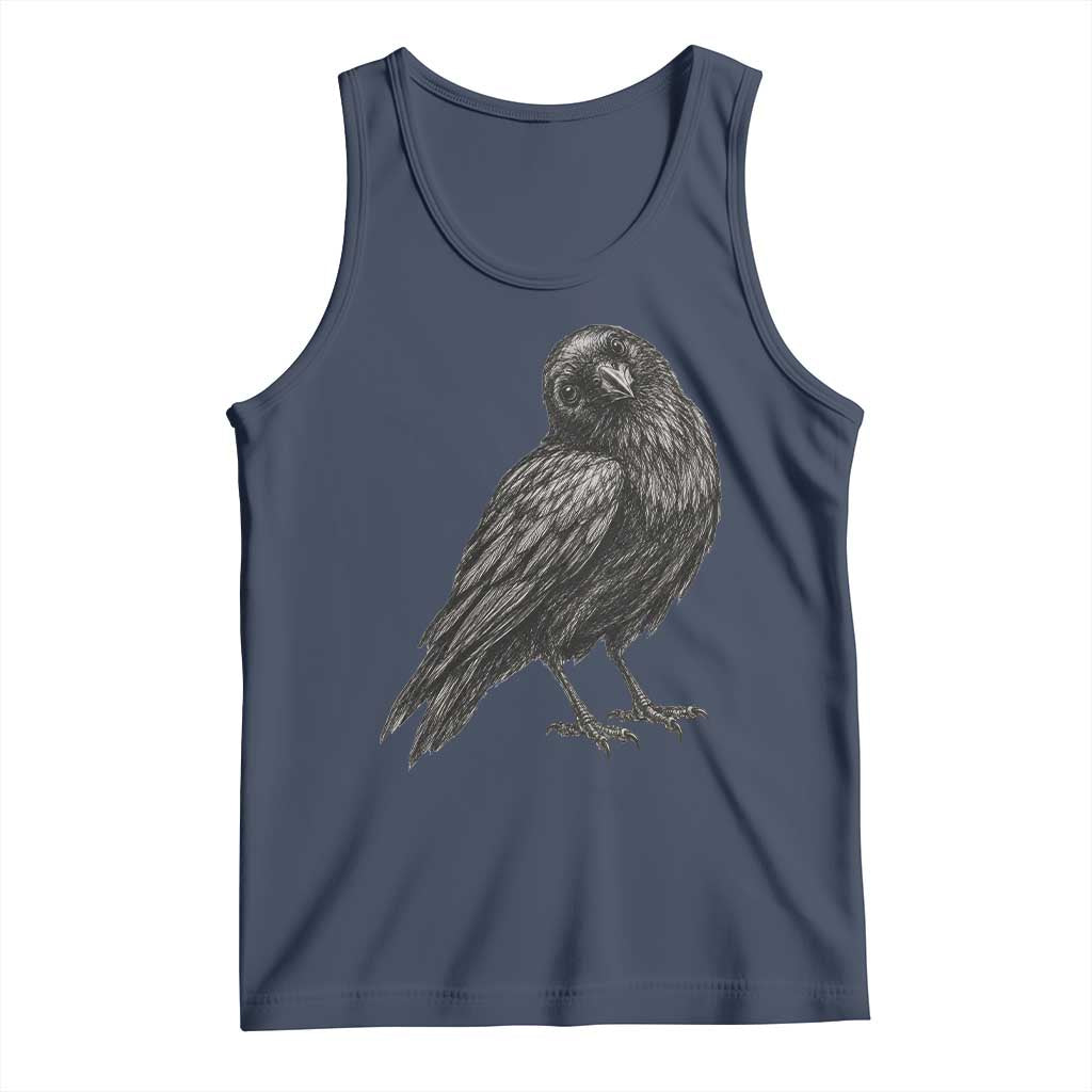 Curious Raven Crow Tank Top Vintage Dark Academia Gothic Black Bird Graphic