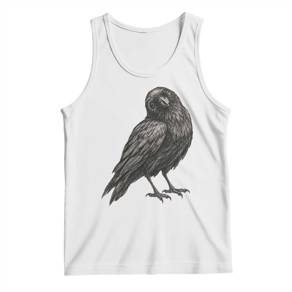 Curious Raven Crow Tank Top Vintage Dark Academia Gothic Black Bird Graphic