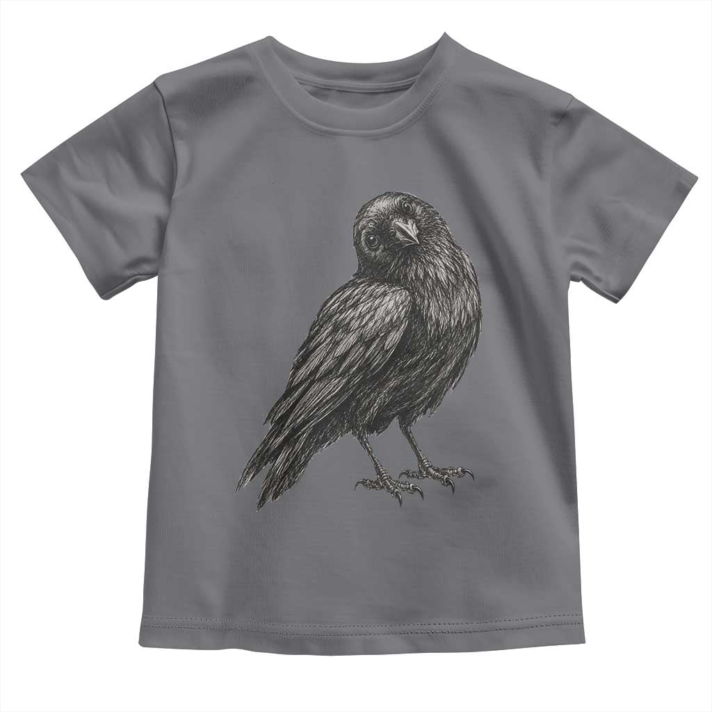 Curious Raven Crow Toddler T Shirt Vintage Dark Academia Gothic Black Bird Graphic