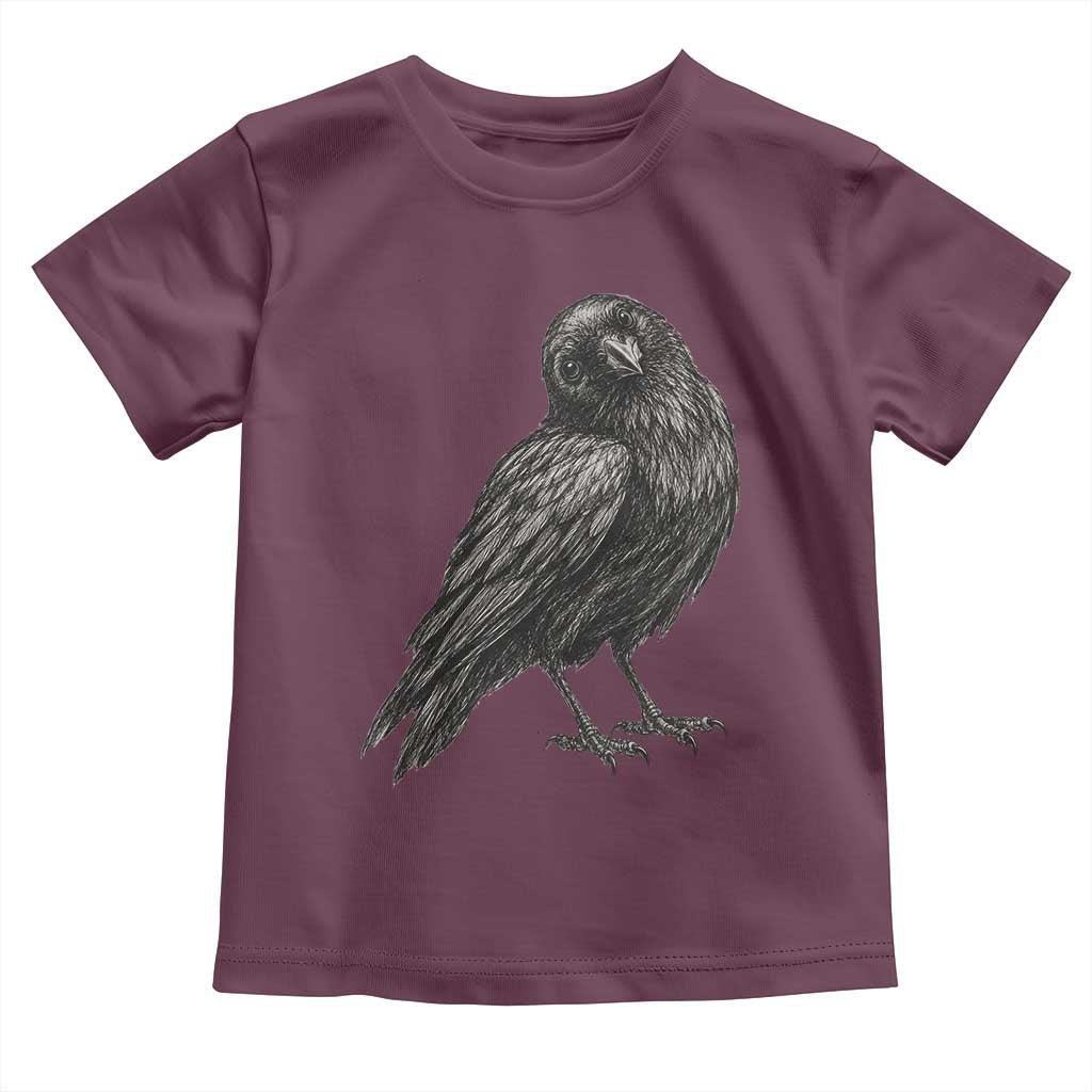 Curious Raven Crow Toddler T Shirt Vintage Dark Academia Gothic Black Bird Graphic