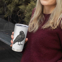 Curious Raven Crow Tumbler Cup Vintage Dark Academia Gothic Black Bird Graphic