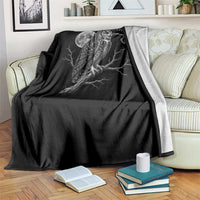 Skeleton Hand Boop Owl Throw Blanket Funny Spooky Halloween Moon Graphic
