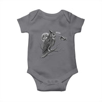 Skeleton Hand Boop Owl Baby Onesie Funny Spooky Halloween Moon Graphic