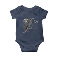 Skeleton Hand Boop Owl Baby Onesie Funny Spooky Halloween Moon Graphic