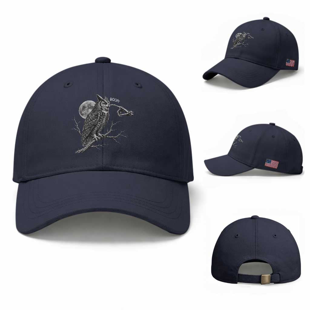 Skeleton Hand Boop Owl Baseball Cap Funny Spooky Halloween Moon Graphic
