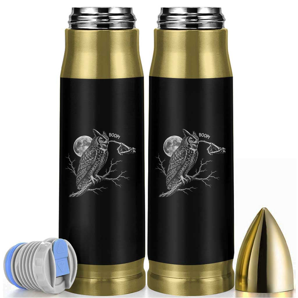 Skeleton Hand Boop Owl Bullet Tumbler Funny Spooky Halloween Moon Graphic