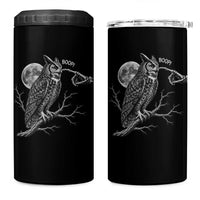 Skeleton Hand Boop Owl 4 in 1 Can Cooler Tumbler Funny Spooky Halloween Moon Graphic