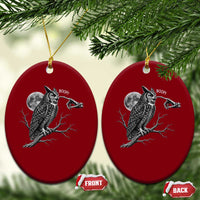 Skeleton Hand Boop Owl Ceramic Ornament Funny Spooky Halloween Moon Graphic