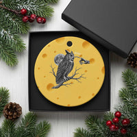 Skeleton Hand Boop Owl Ceramic Ornament Funny Spooky Halloween Moon Graphic