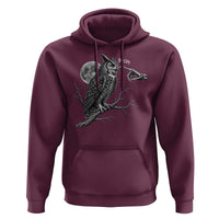 Skeleton Hand Boop Owl Hoodie Funny Spooky Halloween Moon Graphic