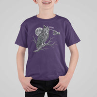 Skeleton Hand Boop Owl T Shirt For Kid Funny Spooky Halloween Moon Graphic