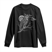 Skeleton Hand Boop Owl Long Sleeve Shirt Funny Spooky Halloween Moon Graphic