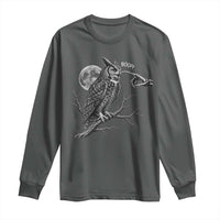 Skeleton Hand Boop Owl Long Sleeve Shirt Funny Spooky Halloween Moon Graphic