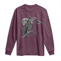 Skeleton Hand Boop Owl Long Sleeve Shirt Funny Spooky Halloween Moon Graphic