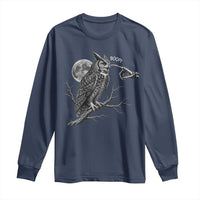 Skeleton Hand Boop Owl Long Sleeve Shirt Funny Spooky Halloween Moon Graphic