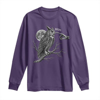 Skeleton Hand Boop Owl Long Sleeve Shirt Funny Spooky Halloween Moon Graphic